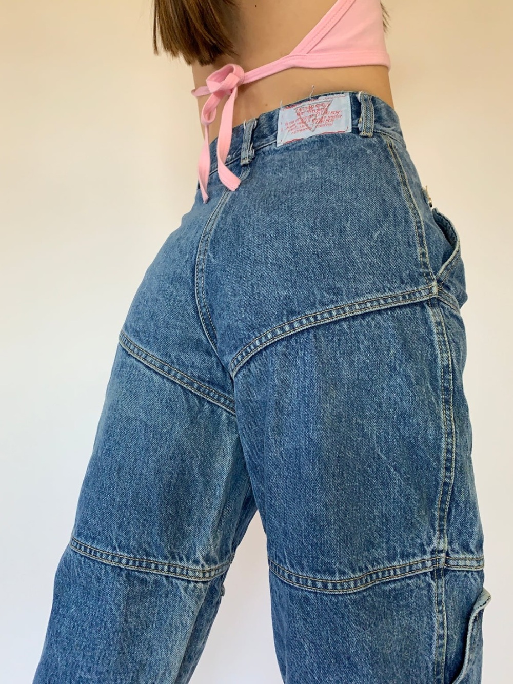 Vintage Guess 1980s by Georges Marciano Front Panel Tapered Leg Jeans Size 26 - Picture 11 of 11